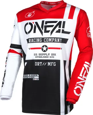 Immagine prodotto di Maglia da motocross Oneal Element Warhawk, nero/bianco/rosso, XL