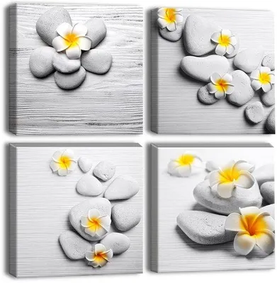 Produktbild von Ibenzoa® 4-teiliges Leinwandbild-Set 30×30 cm je Stück – Blumenmotiv, handgespanntes Canvas auf 12 mm Holzrahmen, UV-beständig & spritzwassergeschützt