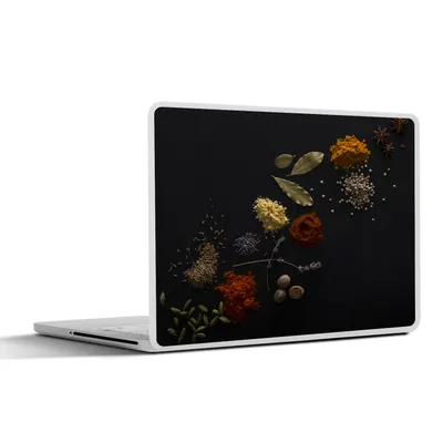 Produktbild von MuchoWow® Laptop Aufkleber Sticker Cover Kräuter - Schwarz - Gewürze - Küche - Kochen 30x21 cm - Sticker für Laptop - Selbstklebend