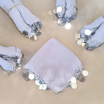 Produktbild von 10x Grau mit silber Pulls Halay Mendili groß 20x20 cm Tanztücher Dügün Hochzeit Verlobung Kina Mendil