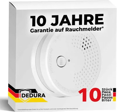 Produktbild von Dedura Rauchmelder Set (10 Stück), DIN EN 14604, Rauchwarnmelder inkl. Batterie