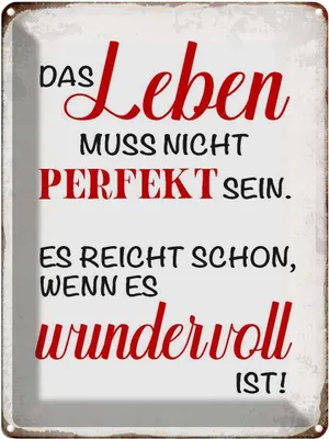 Produktbild von vianmo Blechschild 40x30 cm Leben muss nicht perfekt sein Spruch Zitat