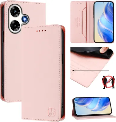 Produktbild von Lederhülle für Infinix Hot 30 4G Hülle Flip Brieftasche Kartenfächern Ständer Schutzhülle Pink