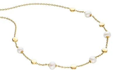 Produktbild von Boccia Damen Collier 08077-02 Titan goldplattiert mit Süßwasserzuchtperlen