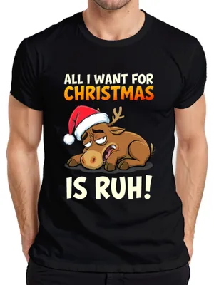 Immagine prodotto di Maglietta di Natale da uomo "All I Want For Christmas Is Roo" - Divertente renna di Natale, nero, XL