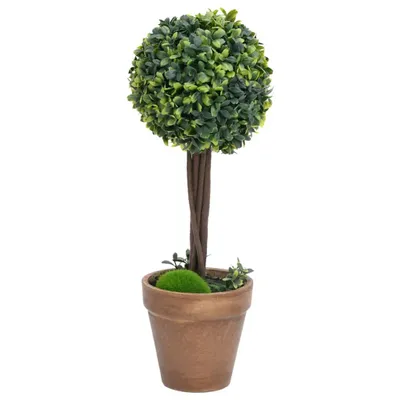 Produktbild von vidaXL Künstliche Buchsbäume 2 Stk. mit Topf Kugelform Grün 41 cm