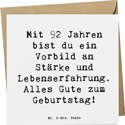 Produktbild von Mr. & Mrs. Panda Klappkarte Spruch 92. Geburtstag Wunder - Weiß - Geschenk, Grußkarte, Lebenserfahrung, Glückwunschkarte, Alter, 92 Jahre, Happy Birthday, anlasskarte
