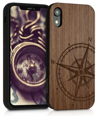 Produktbild von kwmobile Handyhülle für Apple iPhone XR Hülle Holz - Case mit TPU Bumper - Stoßfestes Hardcase - Schutzhülle Cover in Dunkelbraun