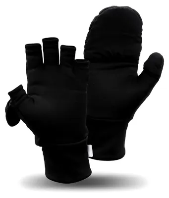 Produktbild von Wandelbare Thermo Winterhandschuhe für Herren - Fäustlinge in fingerloser Ausführung - Laufhandschuhe in Schwarz