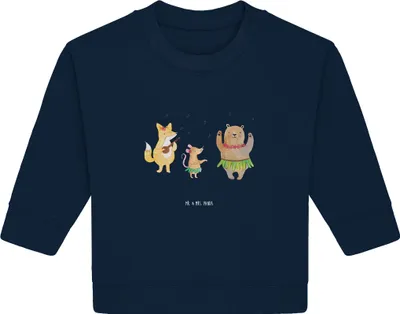 Produktbild von Mr. & Mrs. Panda Organic Baby Pullover Waldtiere Aloha 12. - 18. Monat - French Navy - Geschenk, Bullover, Wald, Hase, Bär, Lustige Sprüche, Igel, Leben, Musik