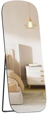 Obrázek produktu pro Stojací zrcadlo se zaoblenými rohy LFM029B01, 160 x 50 cm, hliníkový rám, černé
