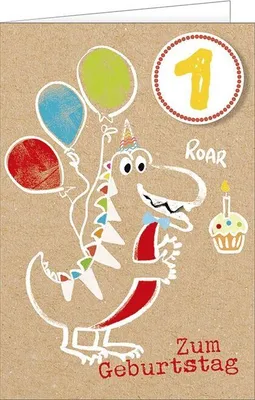 Produktbild von 1. Geburtstag - Glückwunschkarte mit Umschlag - Dino Drache
