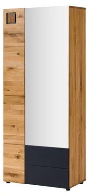 Produktbild von MASSIVMOEBEL24 Garderobenschrank mit Spiegel Wildeiche 82x44x196 natur lackiert / geölt KITZBÜHEL #136