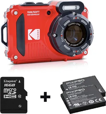Immagine prodotto di KODAK Pixpro WPZ2 rossa + seconda batteria + scheda SD