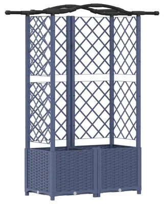 Produktbild von vidaXL Hochbeet mit Rankgitter und Dach Grau 122 x 40 x 141 cm PP