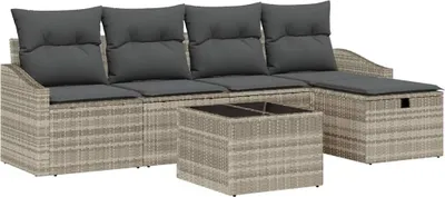 Immagine prodotto di Set di divani con cuscino Grigio chiaro polyrattan