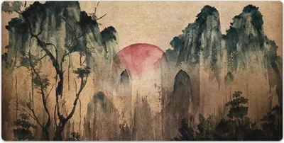 Produktbild von Mauspad - Schreibtischmatte - Tischunterlage - 90x45 cm - Sonnenuntergangswald