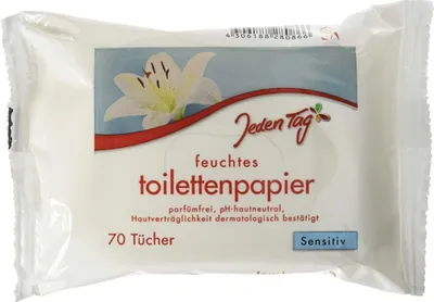 Produktbild von Jeden Tag feuchtes Toilettenpapier Sensitiv 70 Blatt
