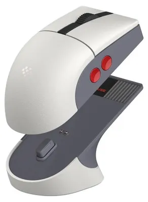 Produktbild von 8Bitdo Retro R8 Mouse N Edition, Beidhändig, Optisch, RF Wireless + Bluetooth + USB Type-C, 26000 DPI, Grau, Weiß