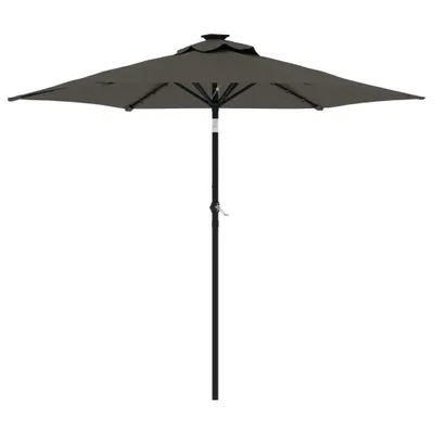 Produktbild von vidaXL Sonnenschirm mit LED und Stahlmast Anthrazit 225x225x212 cm