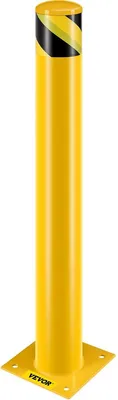 Image de Borne de sécurité Borne de sécurité 4-1/2 po de diamètre extérieur 36 po de hauteur Revêtement en poudre jaune Barrière de sécurité en acier avec 4 boulons d'ancrage s pour les zones sensibles à la circulation