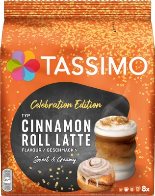 Produktbild von Tassimo Celebration Edition Typ Cinnamon Roll Latte, Kaffeekapsel, Milchkaffee, 80 T-Discs / 40 Portionen