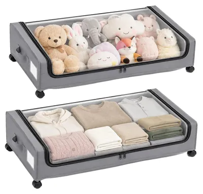 Imagen del producto de Cajas de almacenamiento para debajo de la cama, con ventana transparente, con ruedas, paquete de 2 unidades