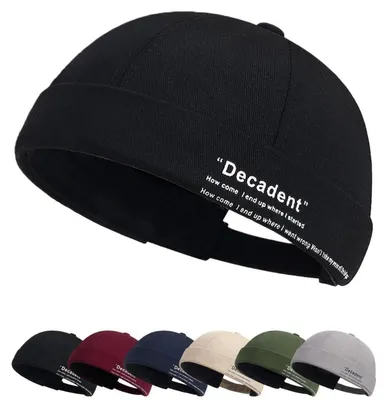 Produktbild von Mütze Herren Damen Baumwolle Verstellbar Seemannsmütze Cap Ohne Schirm Schwarz