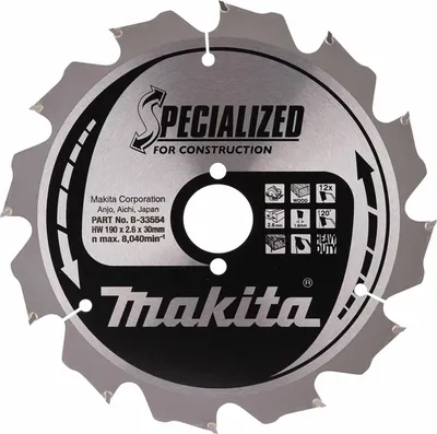 Obrázok produktu pre Makita SPECIALIZED pílový kotúč 190x30x12Z - B-33554
