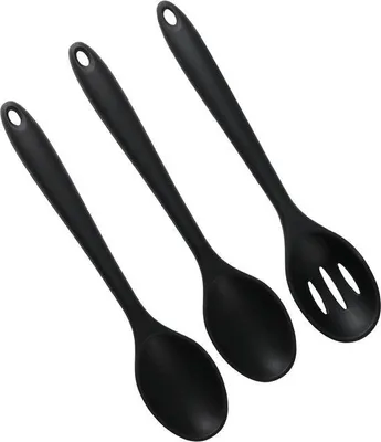 Immagine prodotto di Set di cucchiai da cucina in silicone - cucchiaio resistente al calore con rivestimento antiaderente - colino in silicone - cucchiaio da cucina - set di spatole