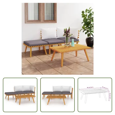 Produktbild von The Living Store 4-tlg. Garten-Lounge-Set mit Kissen Massivholz Akazie
