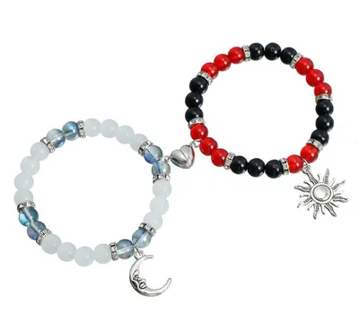 Produktbild von XFSRG 2 Stück Magnetische Paar Armbänder Sonne Mond Partner Armband Pärchen Fern