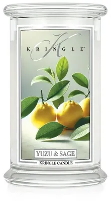 Productafbeelding van Kringle Candle Yuzu & Salie, geurkaars, groot formaat, met 2 lonten (624 g)