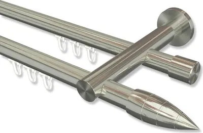 Produktbild von Interdeco Innenlaufstange, Gardinenstange mit Innenlauf Edelstahl-Optik Modell Platon Samanto, 20 mm Ø 2-läufig, 100 cm