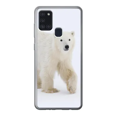 Produktbild von MuchoWow® Handyhülle Schutzhülle Hülle für Samsung Galaxy A21s Eisbär - Schnee - Weiß Silikon Softcase Handy Hülle - Hartschale