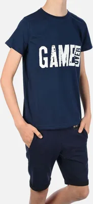 Produktbild von BEZLIT Jungen Sommer Set T-Shirt GAME OVER und Stoff Shorts Navy / Navy 104/110