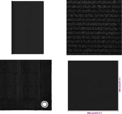 Image de vidaXL Tapis de tente 400x400 cm Noir HDPE - Tapis de tente - Tapis de terrasse - Tapis de camping