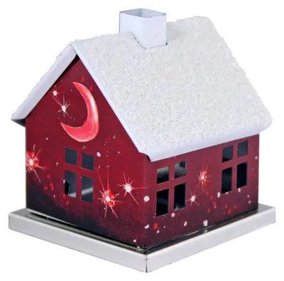 Produktbild von Räucherhaus aus Metall – „Romantik rot“