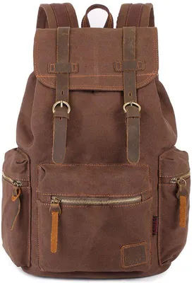 Produktbild von Lederreisetas für Männer und Frauen - Laptop-Tasche - Casual Schulrucksack - Luxus-Khaki-Tasche (12"x7.5"x16")