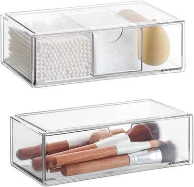 Produktbild von Kosmetik Organizer Acryl, 2-teilig, stapelbar, transparent, für Badezimmer