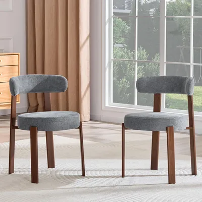 Obrázek produktu pro MODFU Jídelní židle 2 ks, Polstrovaná židle s opěradlem, Jednoduchý design, Zakřivené opěradlo, šedá