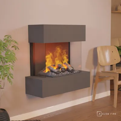 Produktbild von GLOW FIRE Elektrokamin 'Hölderlin'| Wasserdampf Kamin mit OMC 500 inkl. Holz in schwarz als Wandkamin| HxBxT: 88x80x30 cm