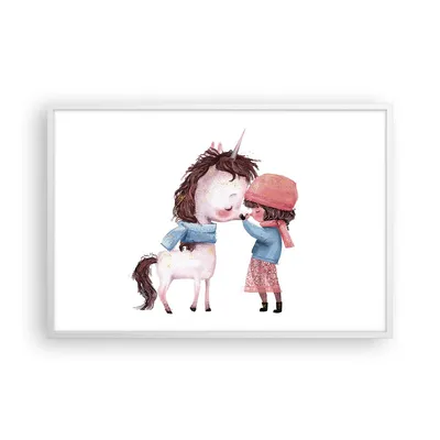 Produktbild von Gerahmtes Poster - Weißer Rahmen - Einhorn Mädchen Kinder - 91,5x61 cm - Wand Bild - Wanddeko - Wandbilder - Kunstposter - Wandposter - Bilderrahmen - Bilder - Kunstdruck - P2WAA91x61-4733