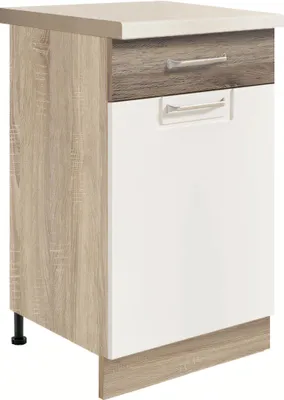 Produktbild von ECONO 3D – Unterschrank 45 cm mit Schublade und Tür, Weiß Hochglanz