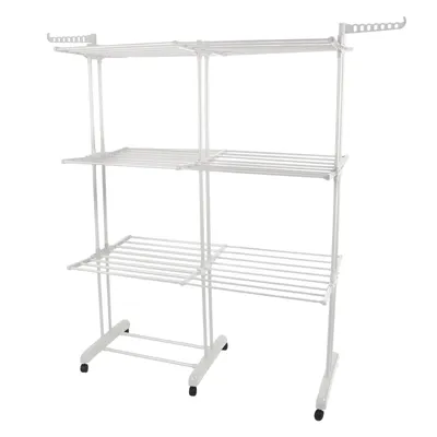 Produktbild von Wäscheständer 3 Ebenen Standtrockner mit Rollen Ausziehbar 75-132x49x170cm 2 Seitenflügel