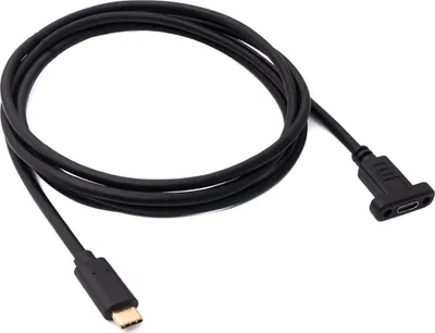 Produktbild von SYSTEM-S USB 3.1 Kabel 180 cm Typ C Stecker zu Buchse Schraube in Schwarz