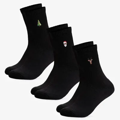 Produktbild von Occulto Damen & Herren Schwarze Weihnachts Socken 3er Pack (Modell: Nick)