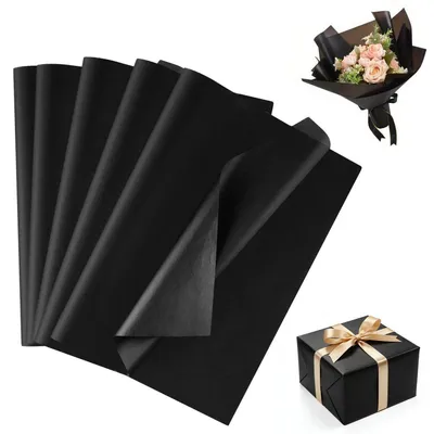 Image de Papier de soie noir, 100 feuilles, format 50 x 70 cm, papier d'emballage