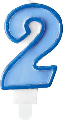 Produktbild von Geburtstagskerze Zahl 2, blau, 7cm