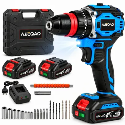 Produktbild von 3-in-1 Akku-Schlagbohrschrauber 21V Brushless, 60Nm, 2×2,0Ah Akkus, 25+3 Drehmomentstufen, 2-Gang, 10 mm Bohrfutter, LED, Koffer